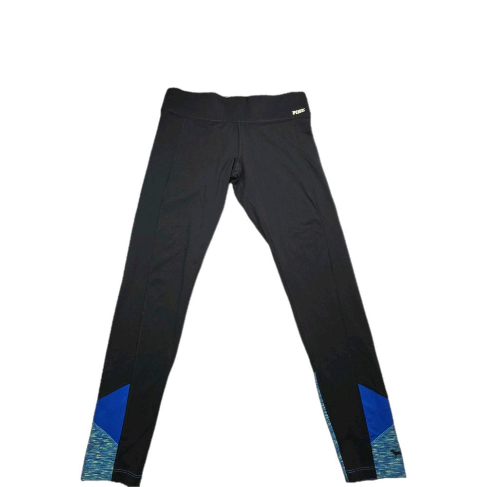 PINK Victoria’s Secret Yoga Leggings Women’s M Black Logo Waist Athletic Active